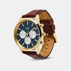 Iconic Arctic Panda Men Quartz Blue Dial Chronograph Leather Watch DW00100875