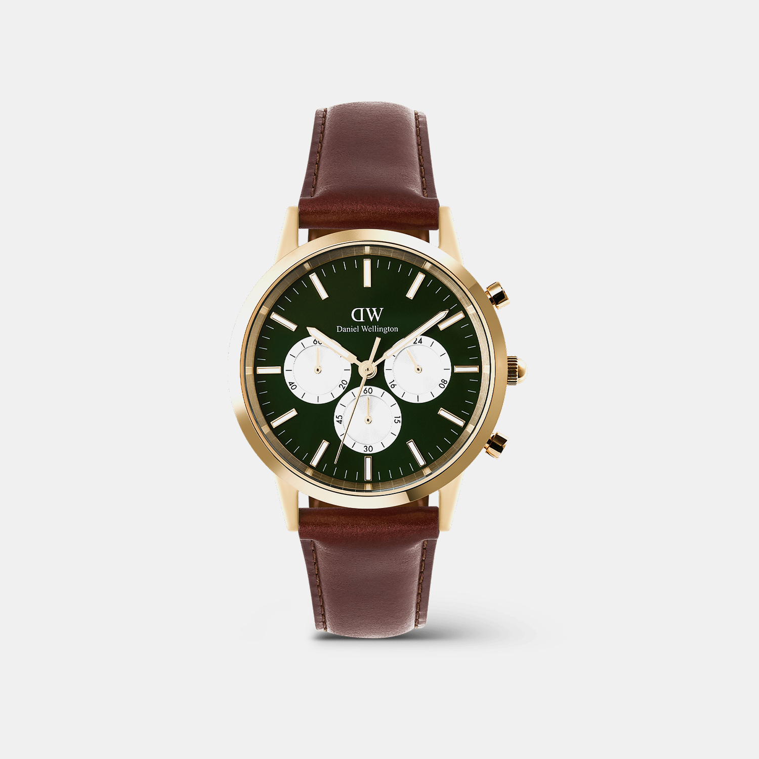 Iconic St Mawes Emerald Panda Men Quartz Green Dial Chronograph Leather Watch DW00100876