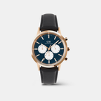 Iconic Sheffield Arctic Panda Men Quartz Blue Dial Chronograph Leather Watch DW00100877