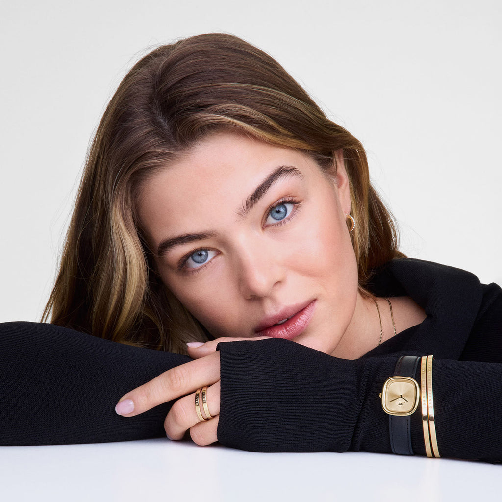 Margot Sheffield Women Quartz Gold Dial Analog Leather Watch DW00100878