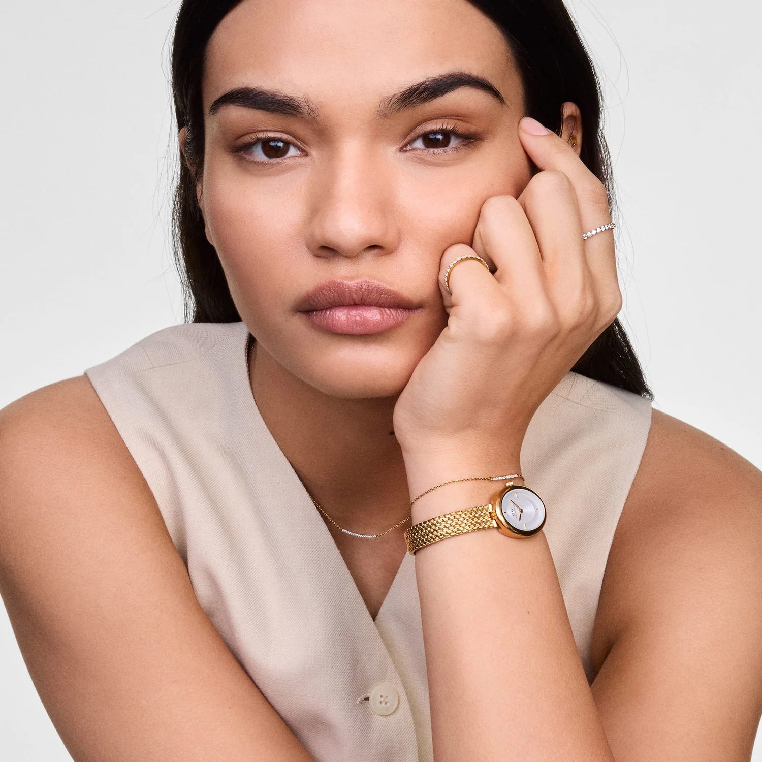 Juliette Women Quartz White Dial Analog Stainless Steel Watch DW00100882