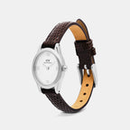 Ophelia Women Quartz Silver Dial Analog Leather Watch DW00100888K