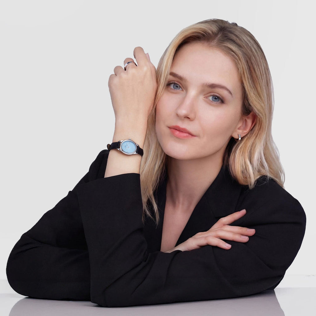 Ophelia Women Quartz Blue Dial Analog Leather Watch DW00100896K