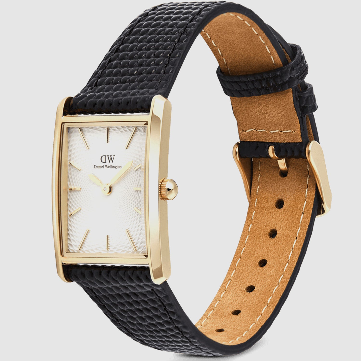 Men Quartz White Dial Analog Leather Watch DW00100899K