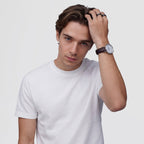 Men Quartz White Dial Analog Leather Watch DW00100911K