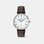 Men Quartz White Dial Analog Leather Watch DW00100911K