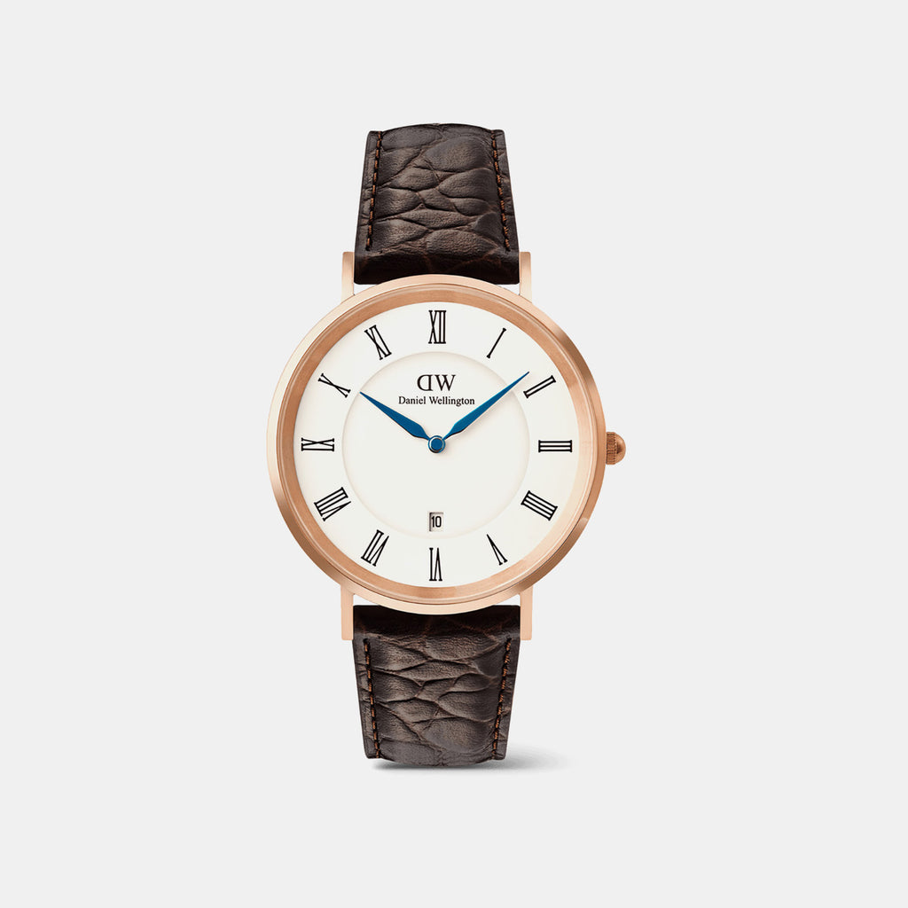 Classic Men Quartz White Dial Analog Leather Watch DW00100913K