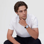 Men Quartz White Dial Analog Leather Watch DW00100914K