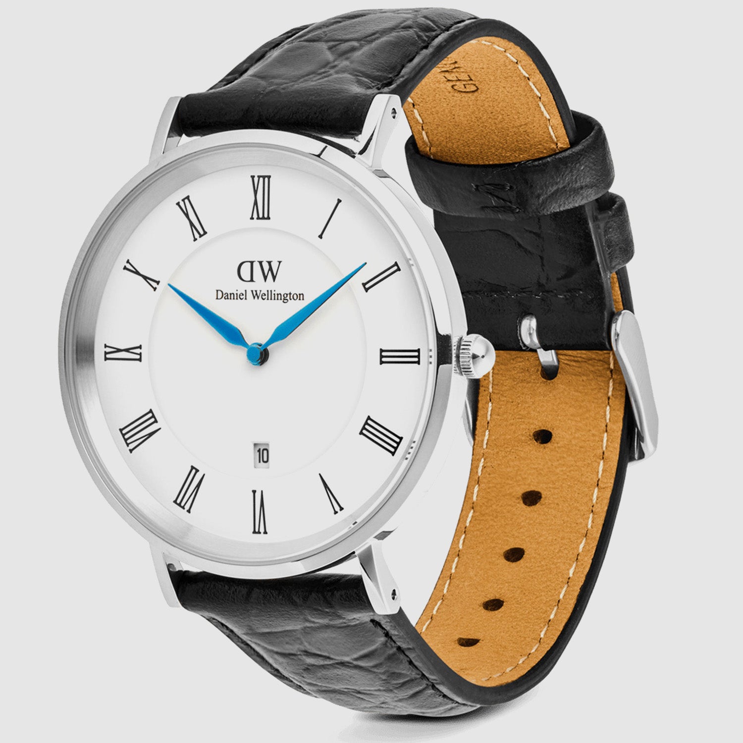 Men Quartz White Dial Analog Leather Watch DW00100914K
