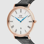 Classic Men Quartz White Dial Analog Leather Watch DW00100916K