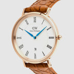 Classic Men Quartz White Dial Analog Leather Watch DW00100918K