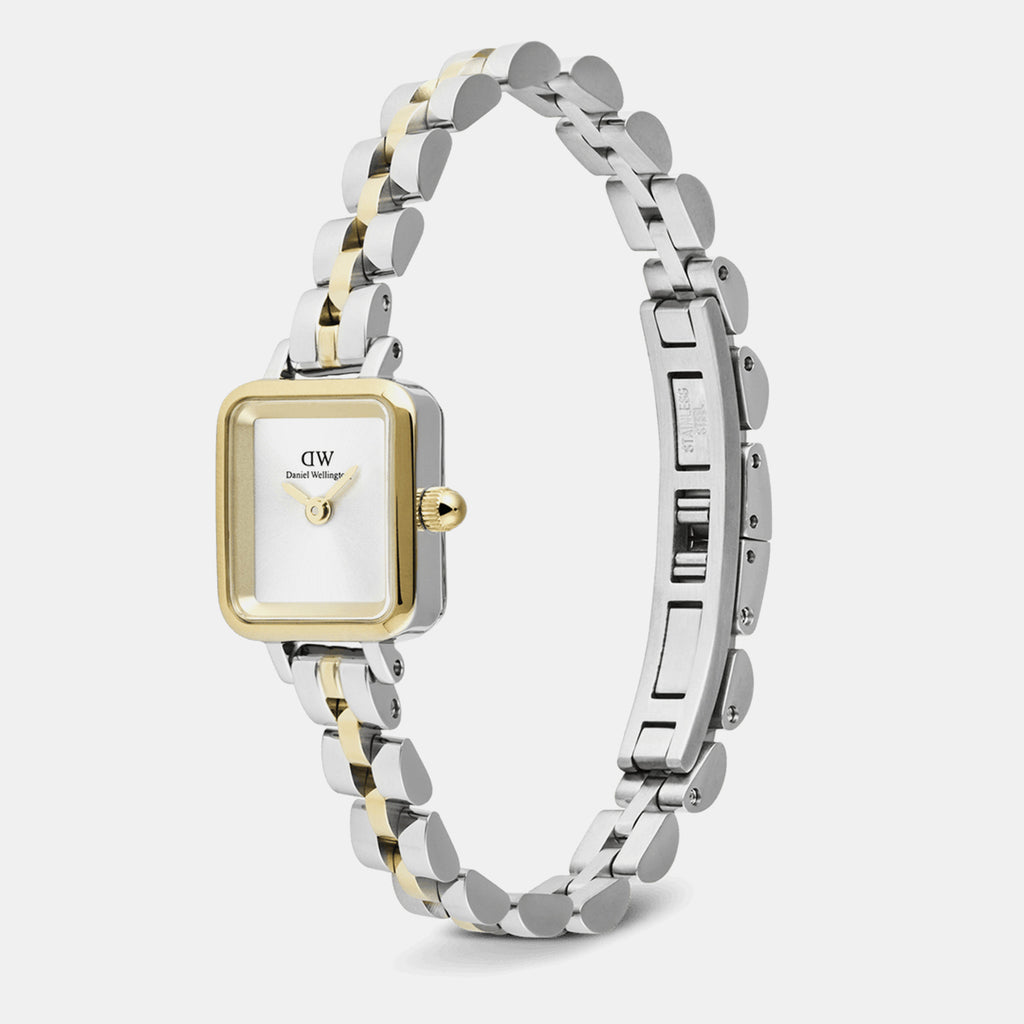 Quadro Mini Arch 3-Link Women Quartz White Dial Analog Stainless Steel Watch DW00100925K
