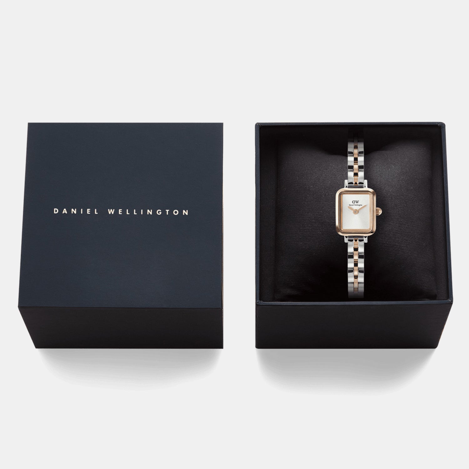 Quadro Mini Arch 3-Link Women Quartz White Dial Analog Stainless Steel Watch DW00100926K