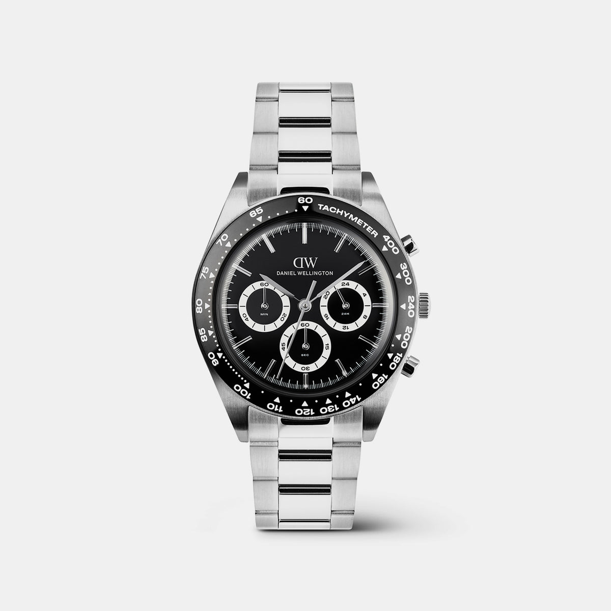Iconic Men Quartz Black Dial Chronograph Stainless Steel Watch DW00100947