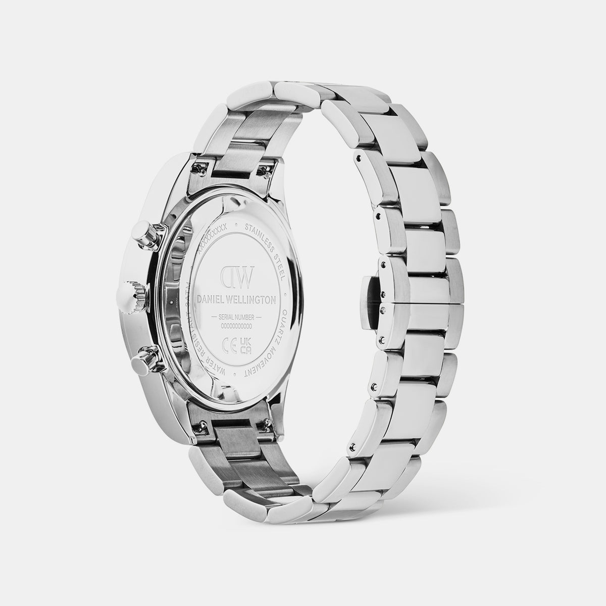 Iconic Men Quartz Black Dial Chronograph Stainless Steel Watch DW00100947
