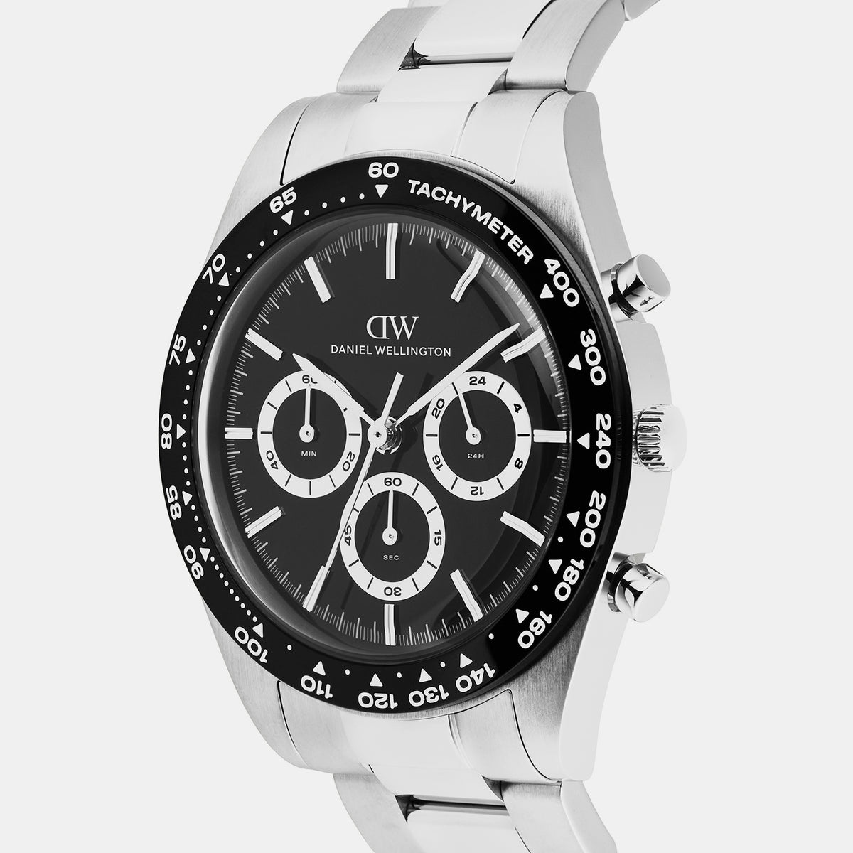 Iconic Men Quartz Black Dial Chronograph Stainless Steel Watch DW00100947