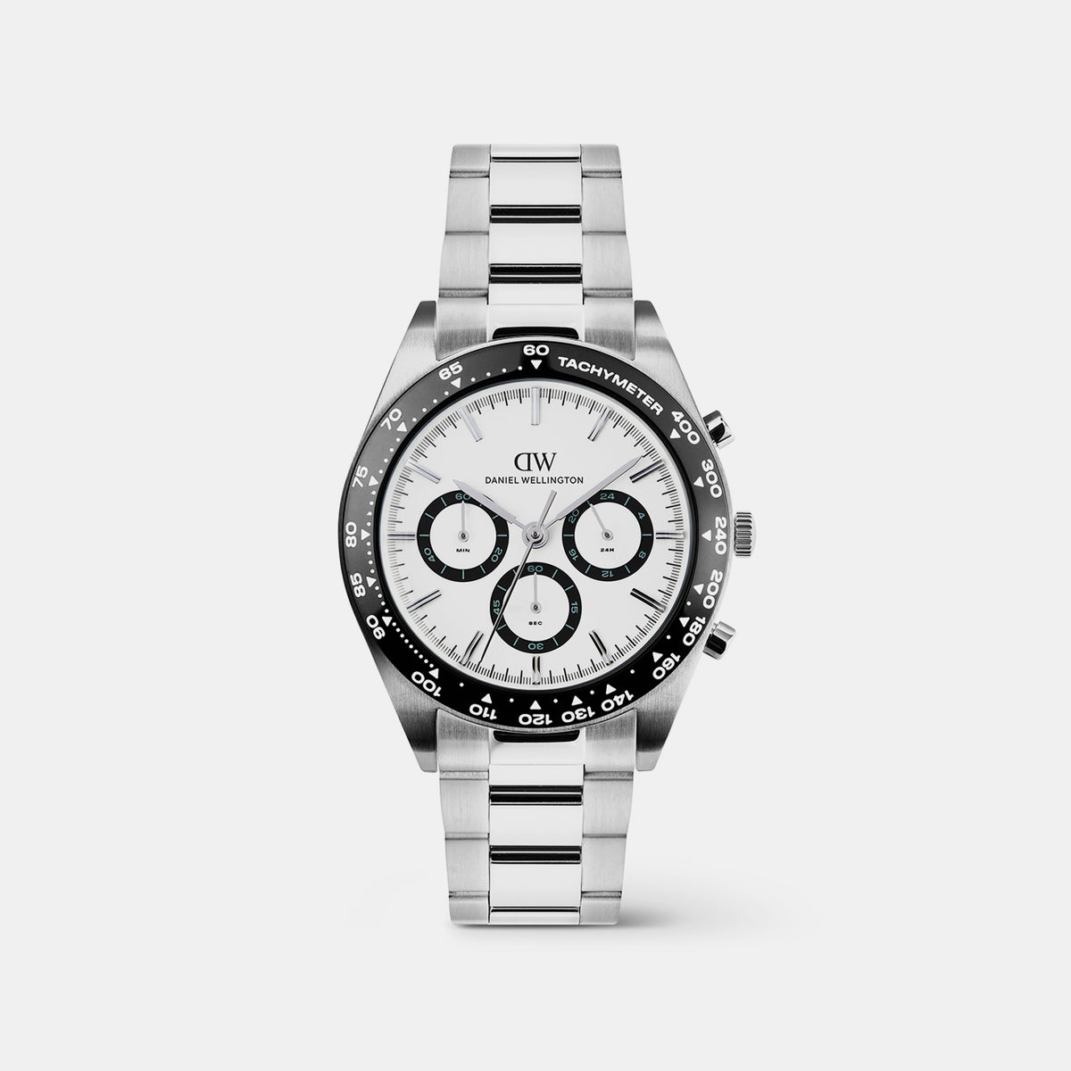 Men Quartz White Dial Chronograph Stainless Steel Watch DW00100948