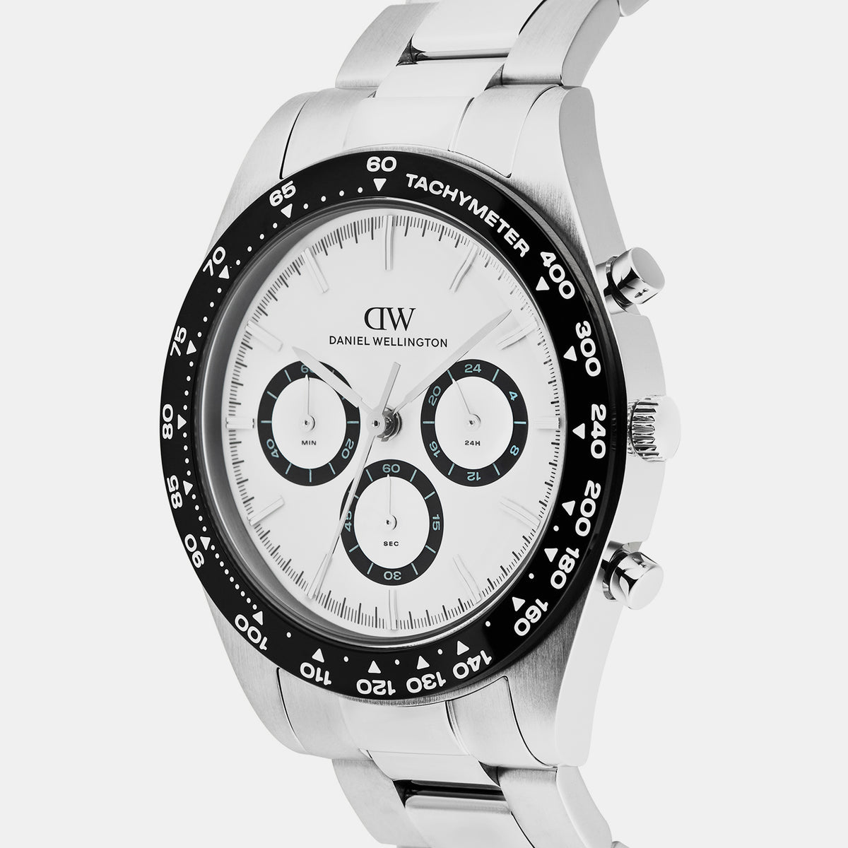 Men Quartz White Dial Chronograph Stainless Steel Watch DW00100948