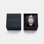 Men Quartz White Dial Chronograph Stainless Steel Watch DW00100948