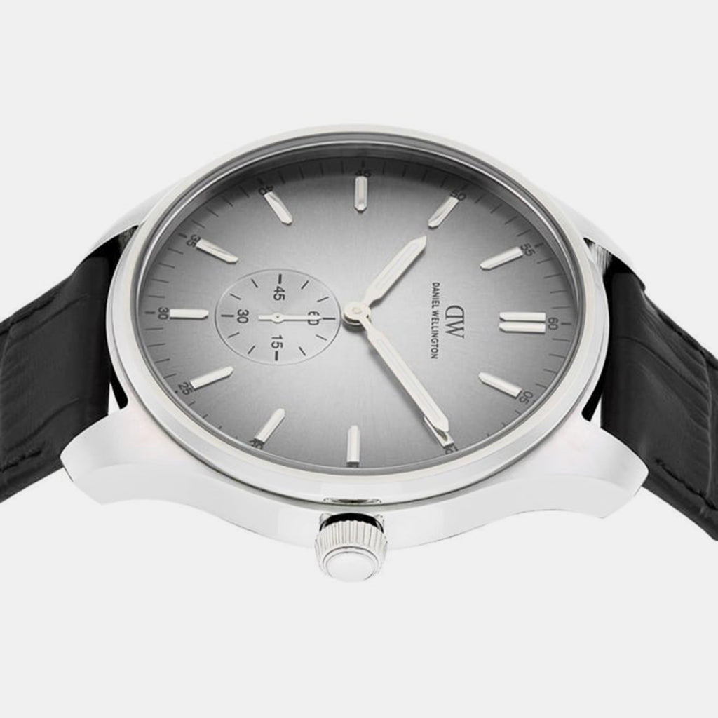 Men Quartz Grey Dial Analog Leather Watch DW0DG1602