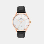 Men Quartz Silver Dial Analog Leather Watch DW0DG1702