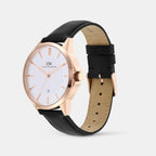 Men Quartz Silver Dial Analog Leather Watch DW0DG1702