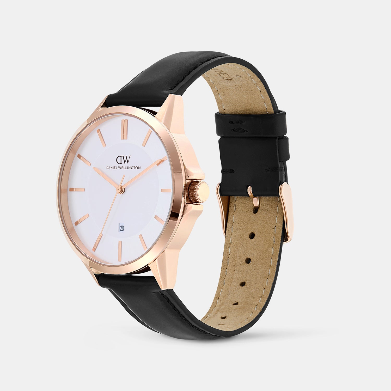 Men Quartz Silver Dial Analog Leather Watch DW0DG1702