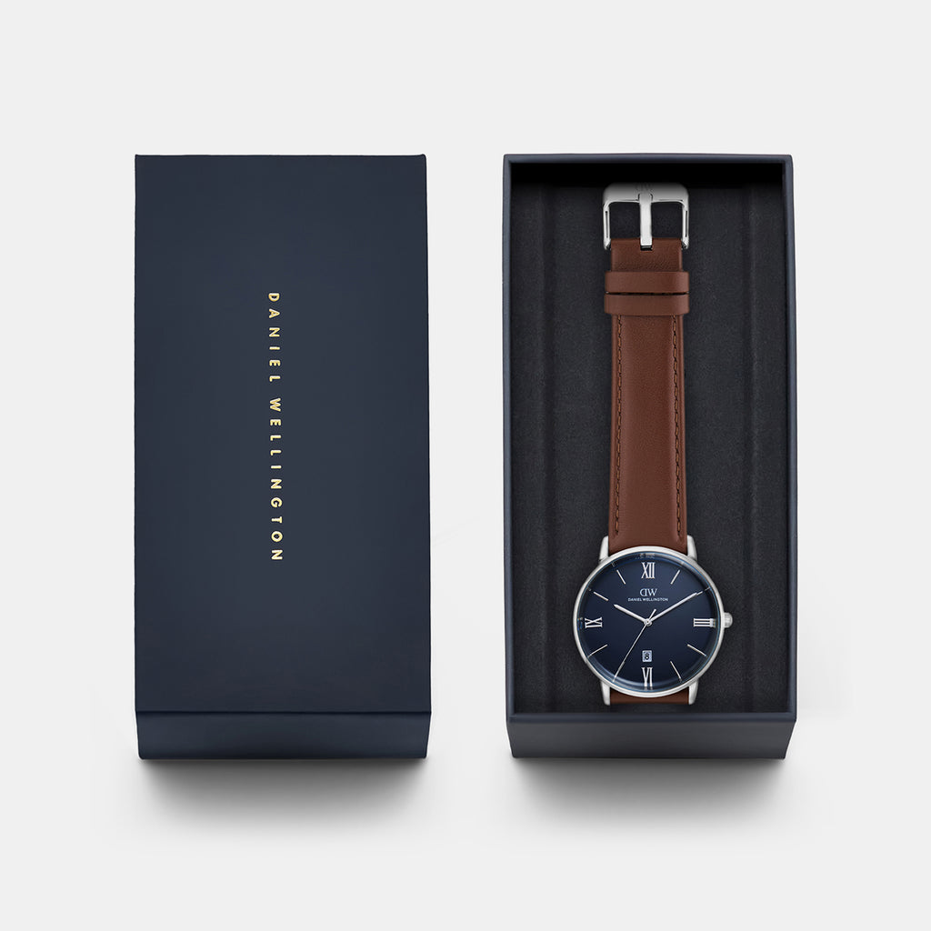 Men Quartz Blue Dial Analog Leather Watch DW0DG1800
