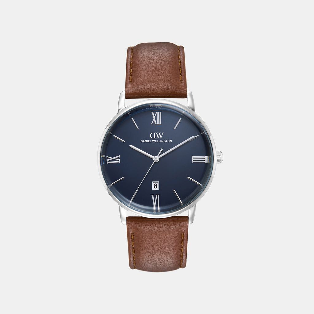 Men Quartz Blue Dial Analog Leather Watch DW0DG1800