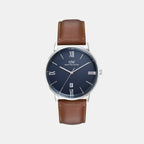 Men Quartz Blue Dial Analog Leather Watch DW0DG1800