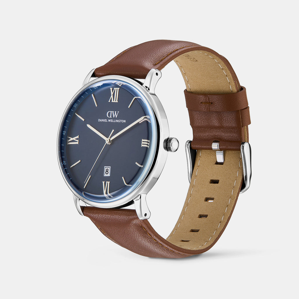 Men Quartz Blue Dial Analog Leather Watch DW0DG1800