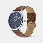 Men Quartz Blue Dial Analog Leather Watch DW0DG1800