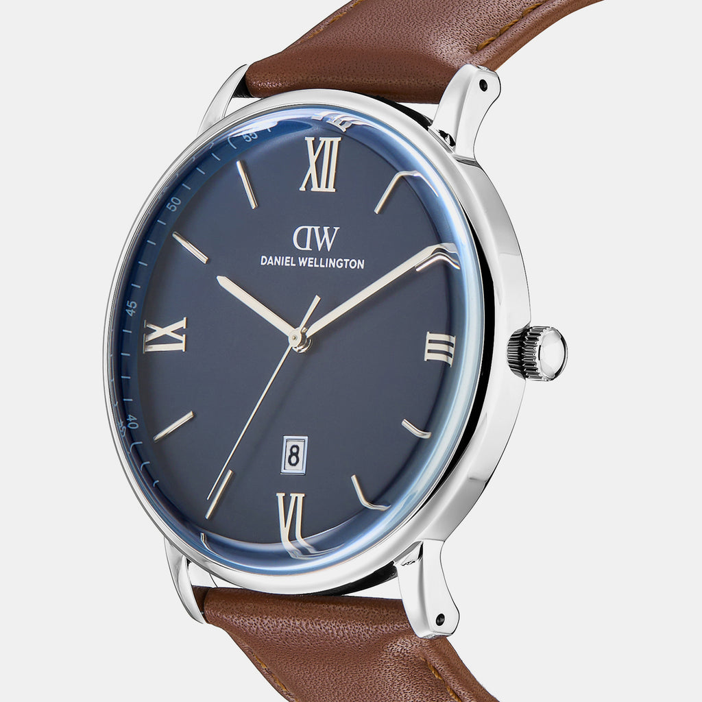 Men Quartz Blue Dial Analog Leather Watch DW0DG1800