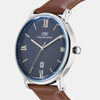 Men Quartz Blue Dial Analog Leather Watch DW0DG1800