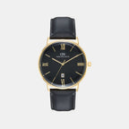 Men Quartz Black Dial Analog Leather Watch DW0DG1801