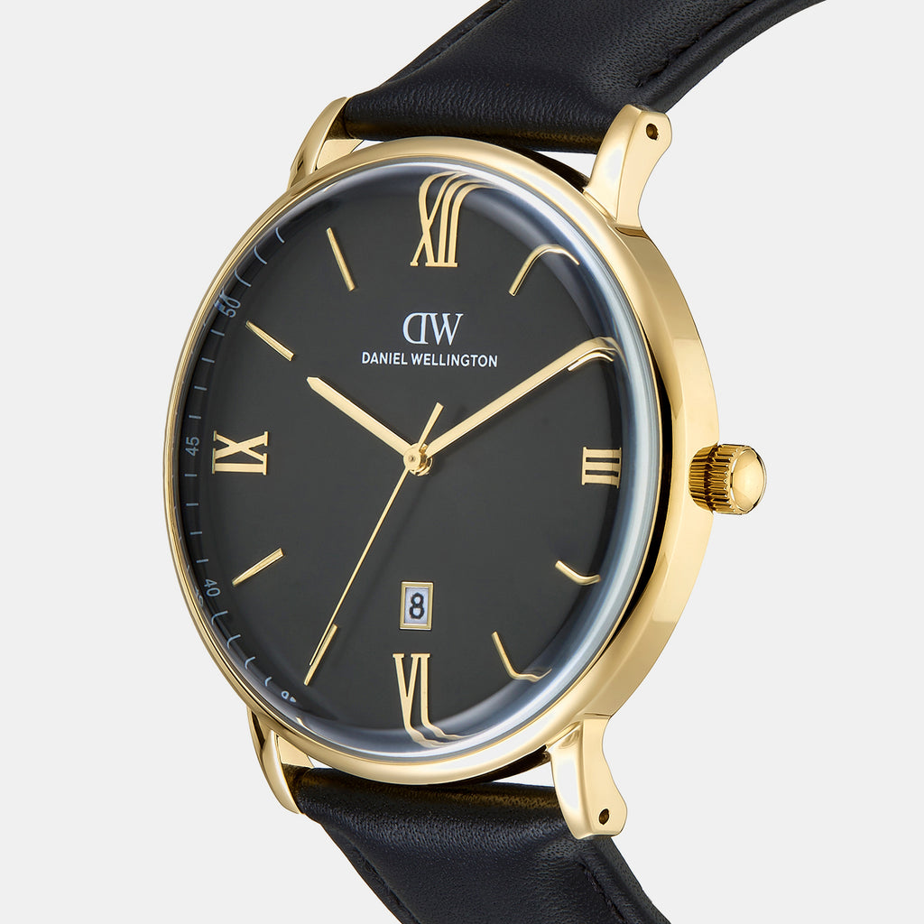Men Quartz Black Dial Analog Leather Watch DW0DG1801