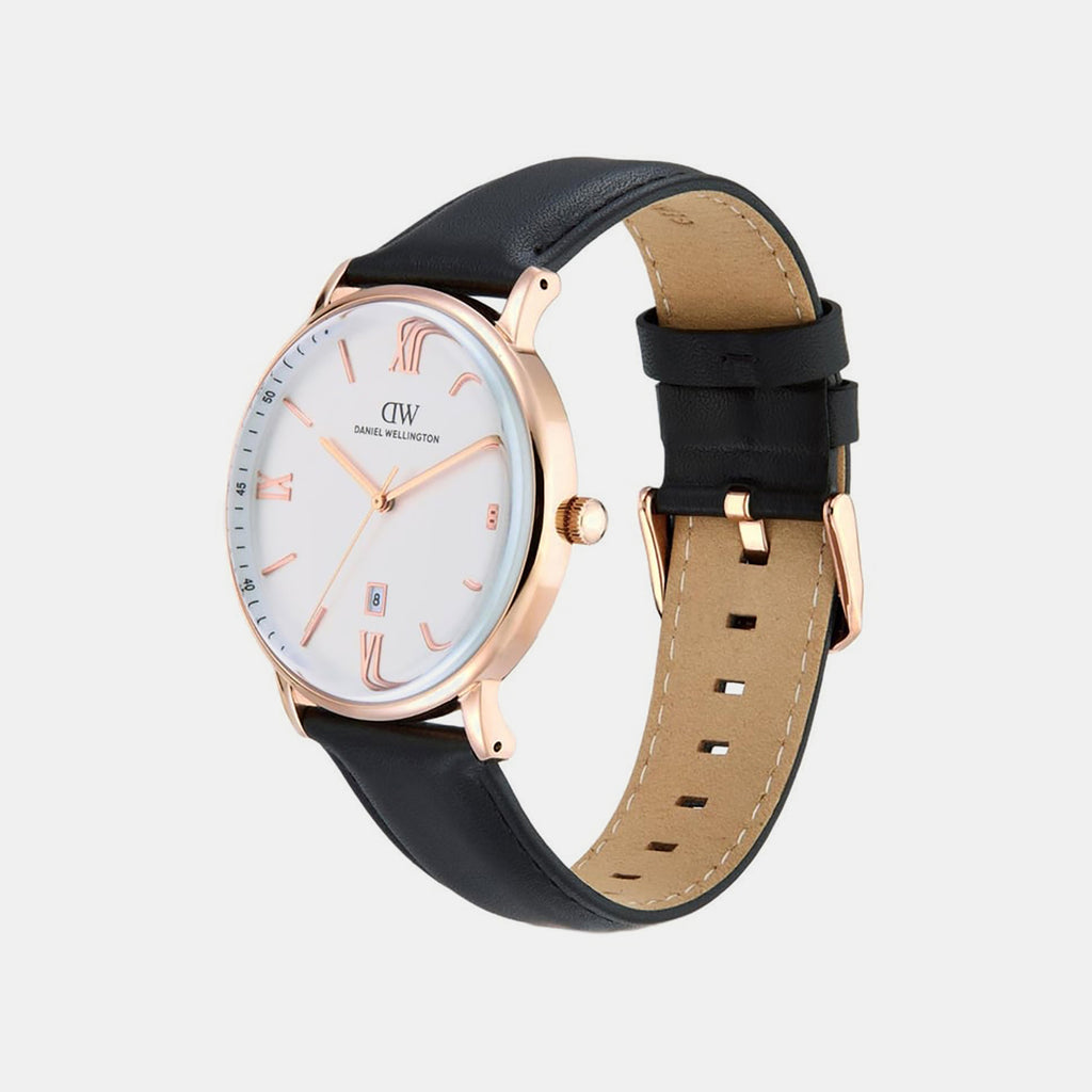 Men Quartz White Dial Analog Leather Watch DW0DG1802