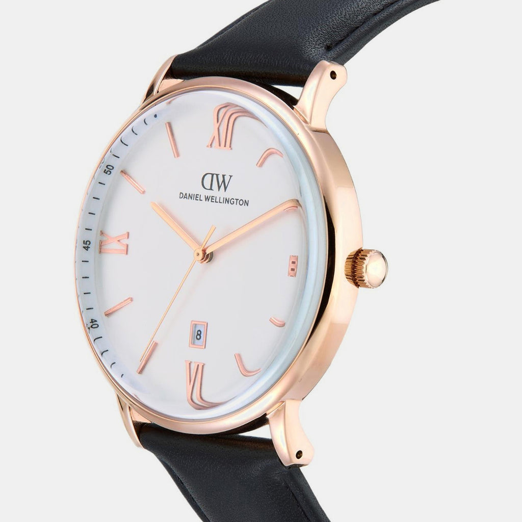 Men Quartz White Dial Analog Leather Watch DW0DG1802