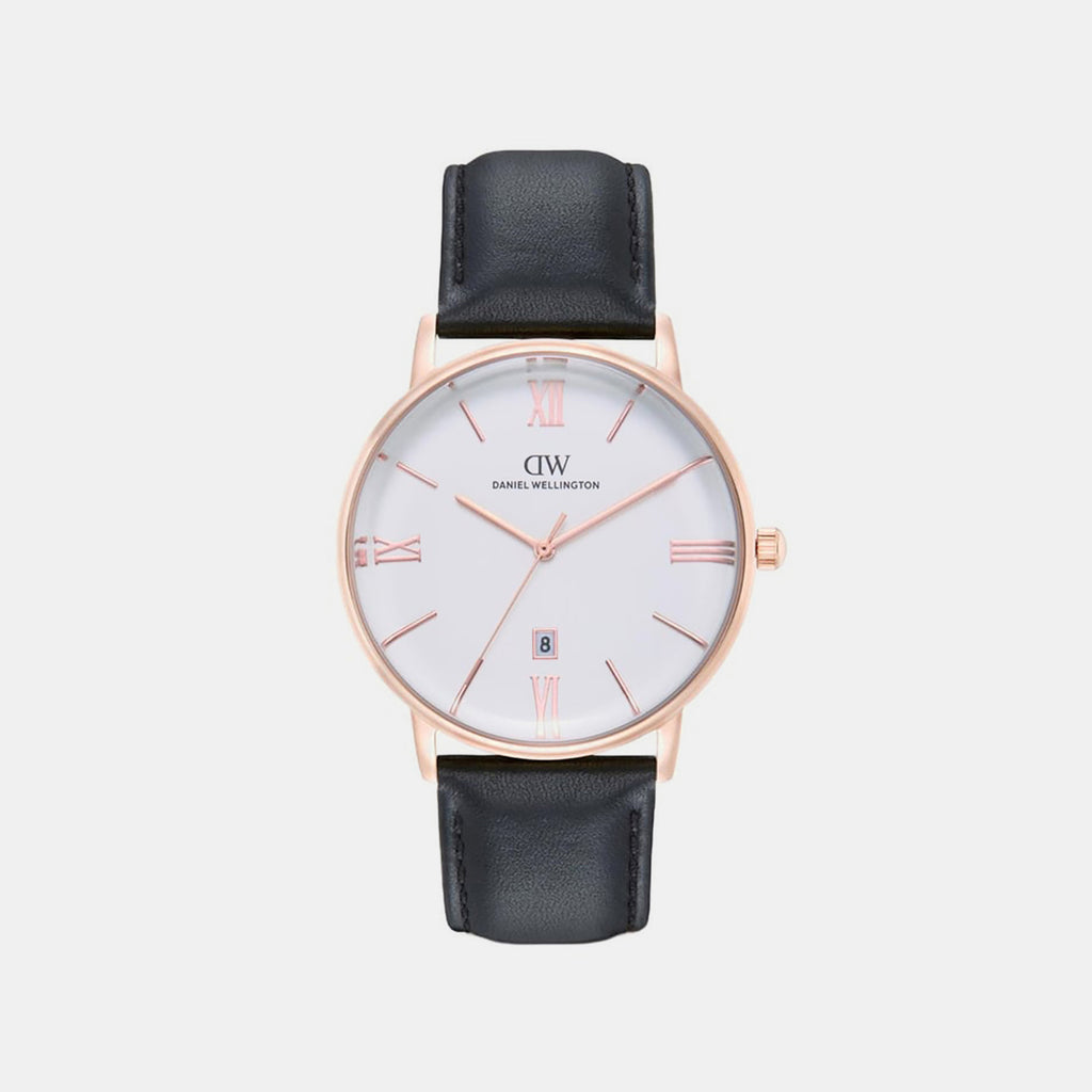 Men Quartz White Dial Analog Leather Watch DW0DG1802