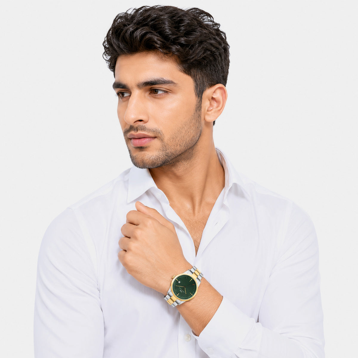 Men Quartz Green Dial Analog Stainless Steel Watch DW0DG1901