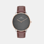 Men Quartz Grey Dial Analog Leather Watch DW0DG2000