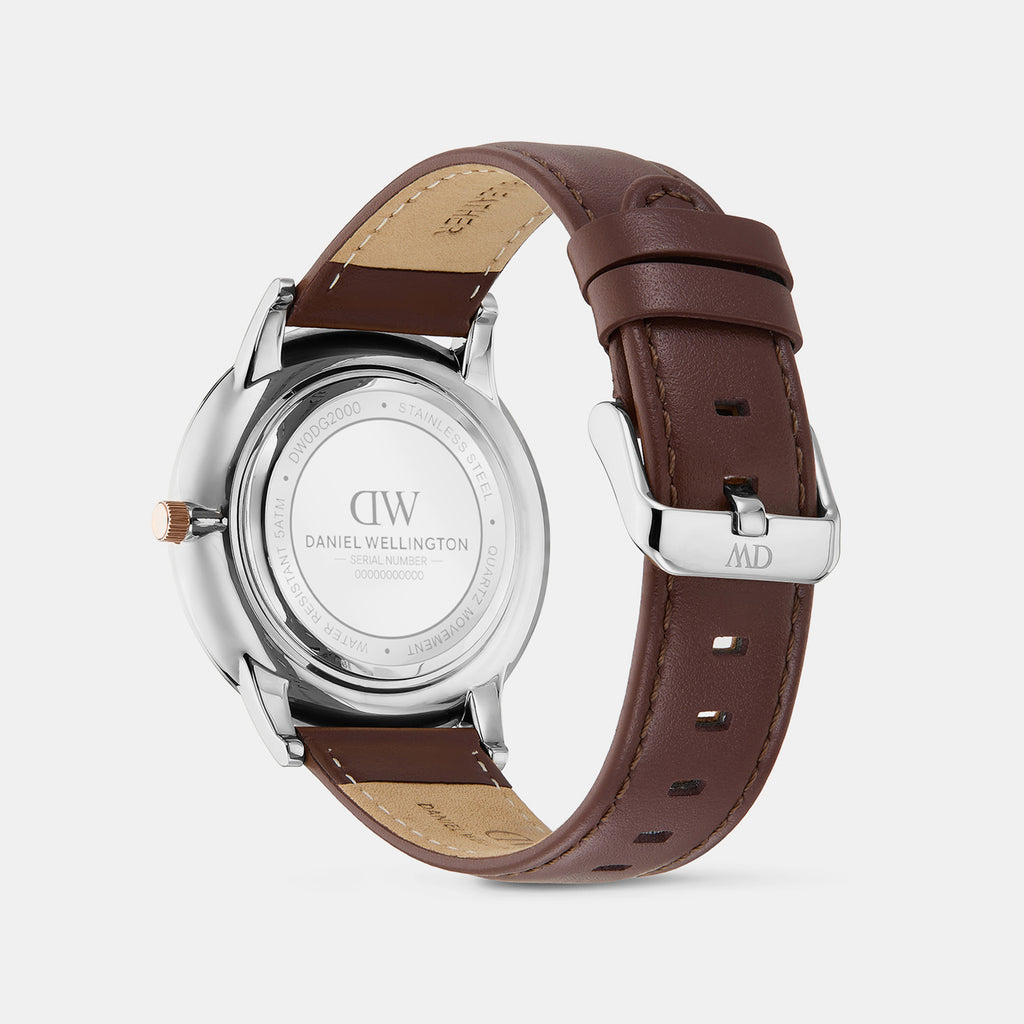 Men Quartz Grey Dial Analog Leather Watch DW0DG2000