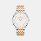 Men Quartz Silver Dial Analog Stainless Steel Watch DW0DG2100