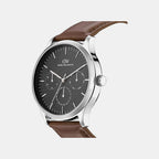 Men Quartz Black Dial Multi-Function Leather Watch DW0DG2200