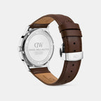 Men Quartz Black Dial Multi-Function Leather Watch DW0DG2200