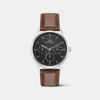 Men Quartz Black Dial Multi-Function Leather Watch DW0DG2200