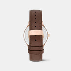 Men Quartz White Dial Multi-Function Leather Watch DW0DG2201