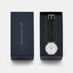 Men Quartz White Dial Analog Leather Watch DW0DG2300