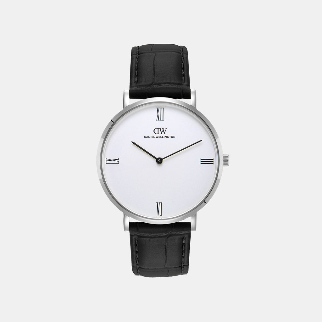 Men Quartz White Dial Analog Leather Watch DW0DG2300