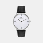 Men Quartz White Dial Analog Leather Watch DW0DG2300